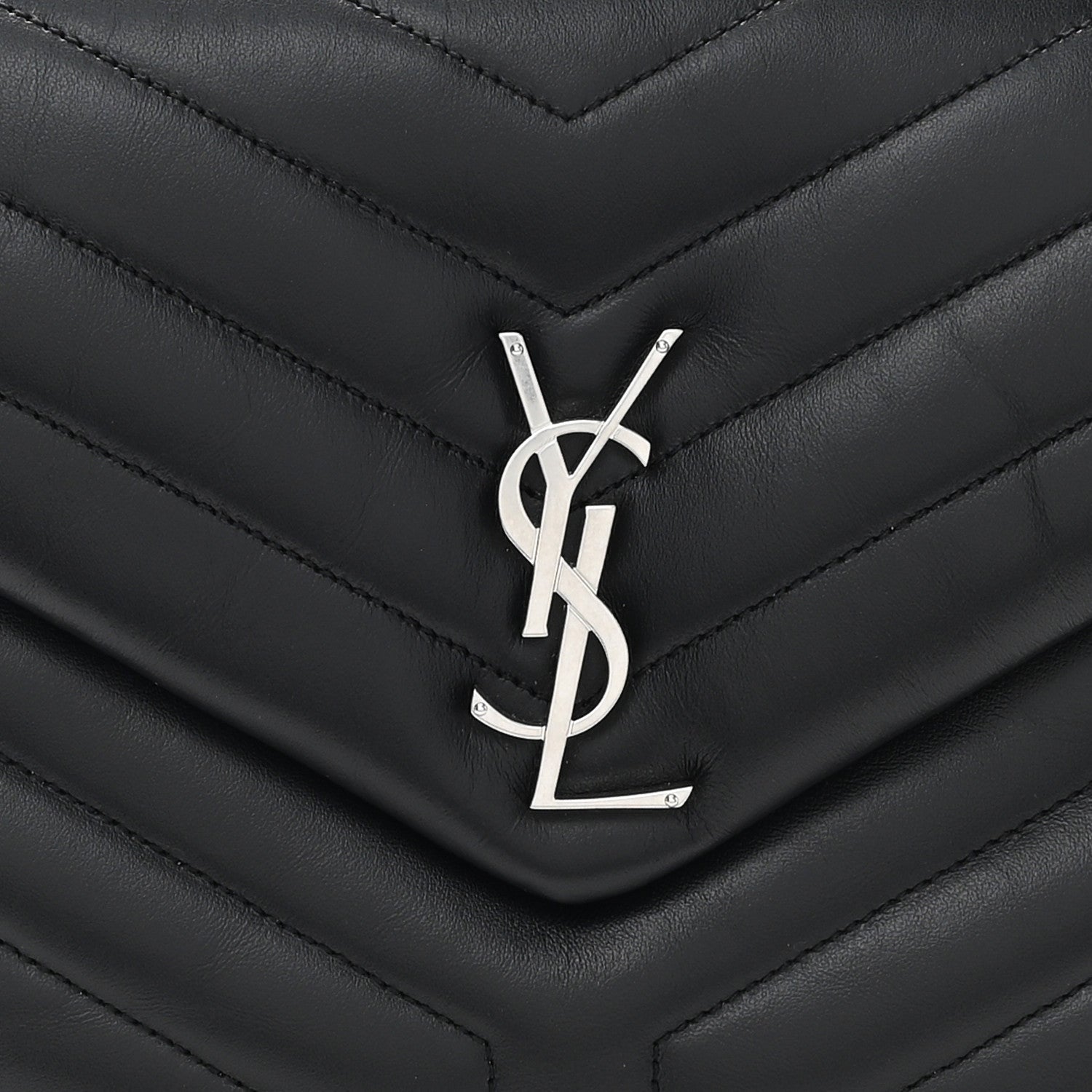 Calfskin Y Quilted Monogram Medium Loulou Chain Satchel Black