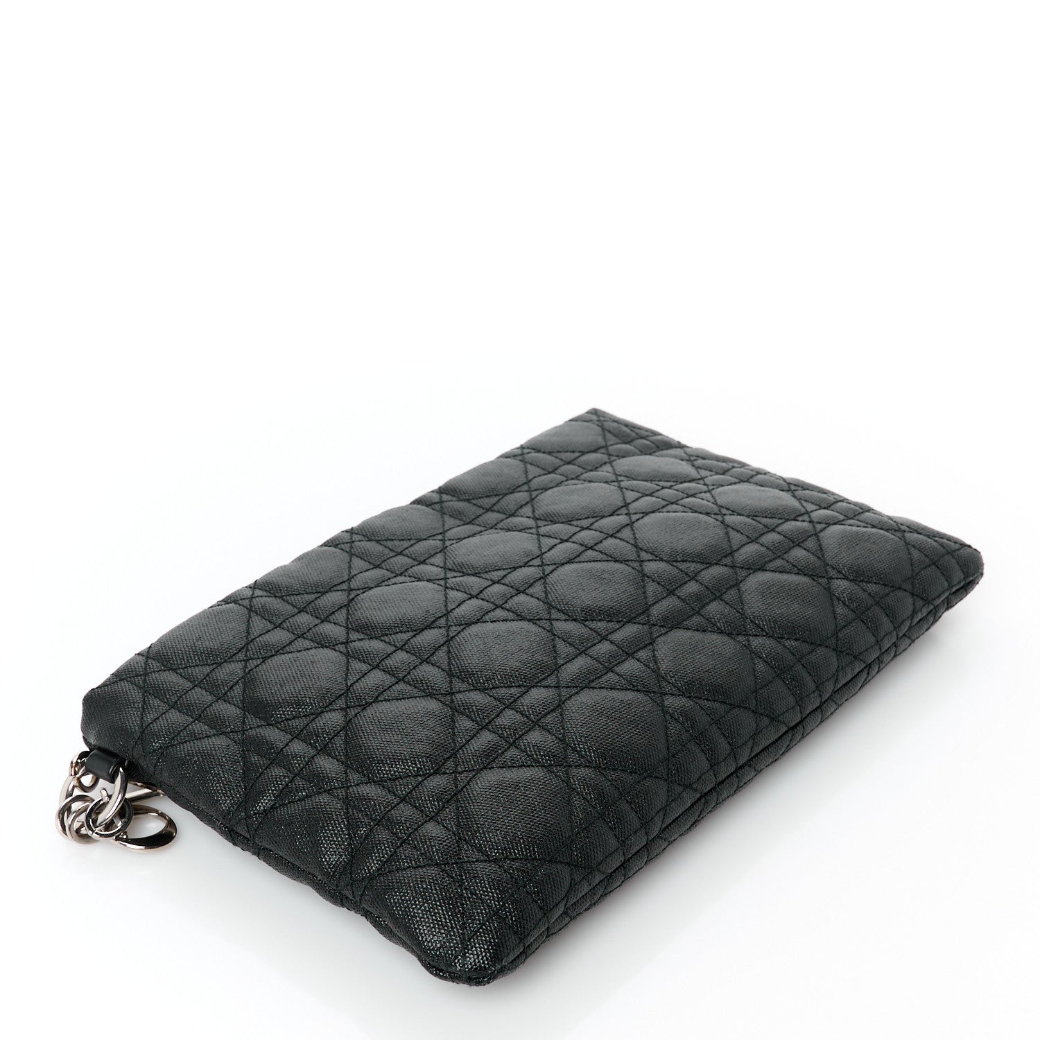 Coated Canvas Cannage Panarea Pouch Black