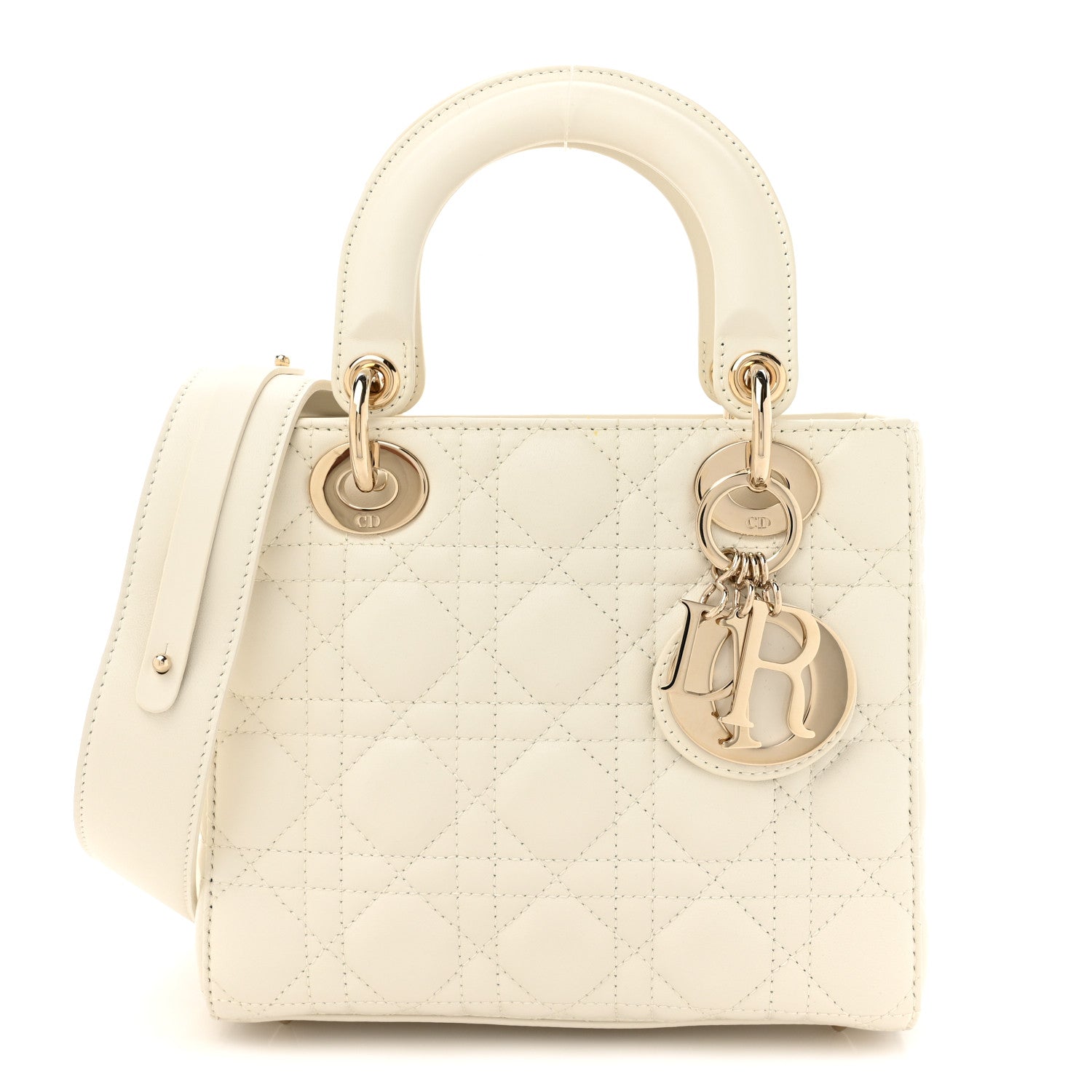Lambskin Cannage Small Lady Dior White