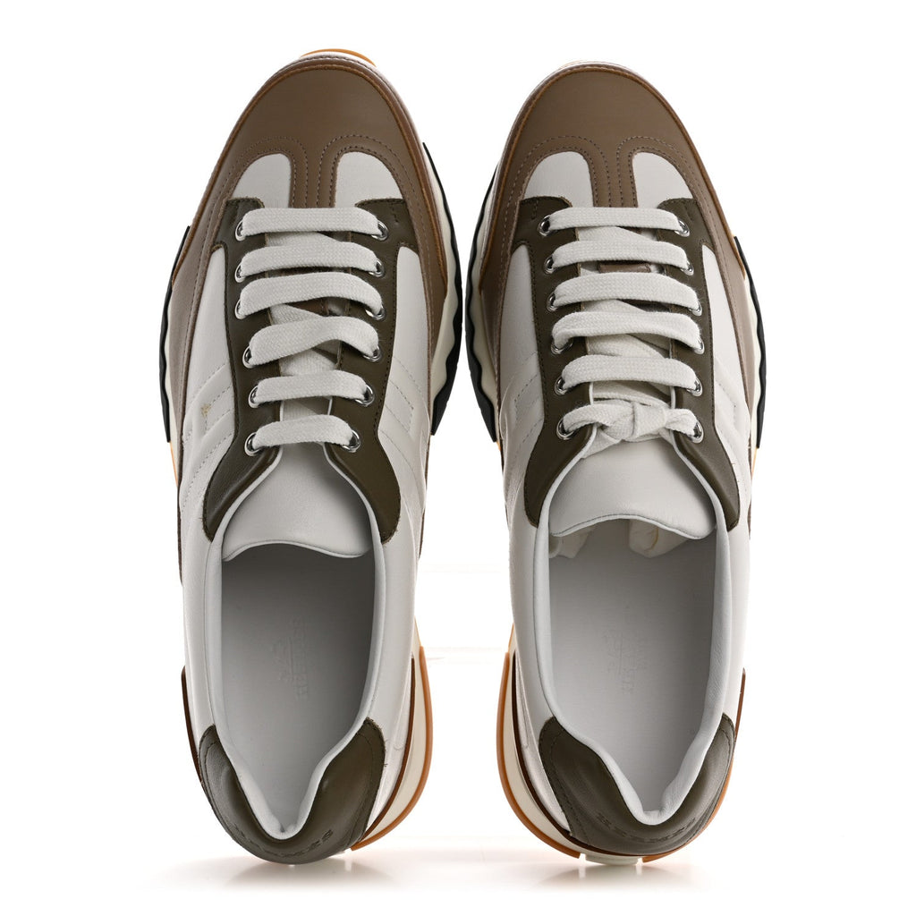 Calfskin Suede Mens Trail Sneakers 42 Beige Glaise Multicolor