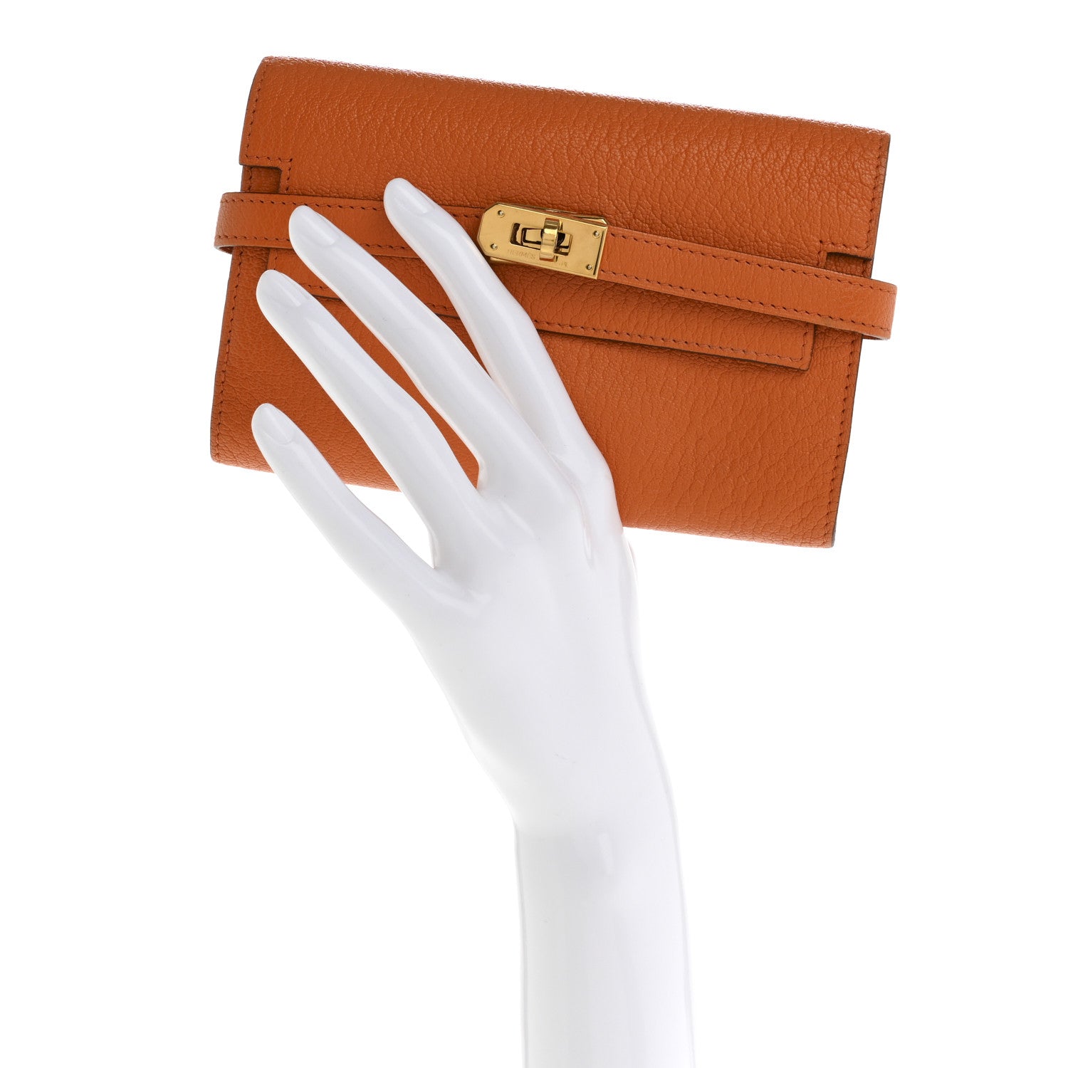 Chevre Mysore Medium Kelly Wallet Orange