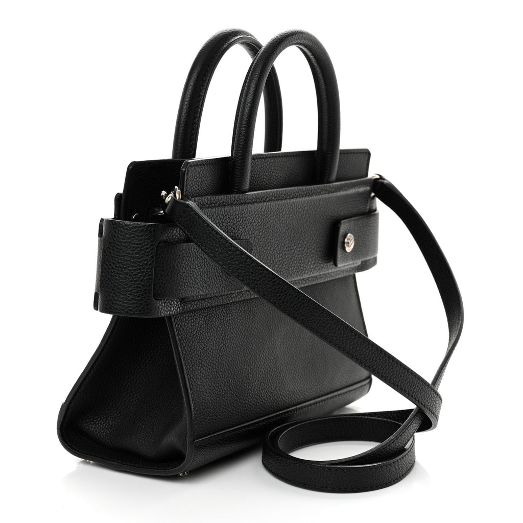 Grained Calfskin Mini Horizon Satchel Black