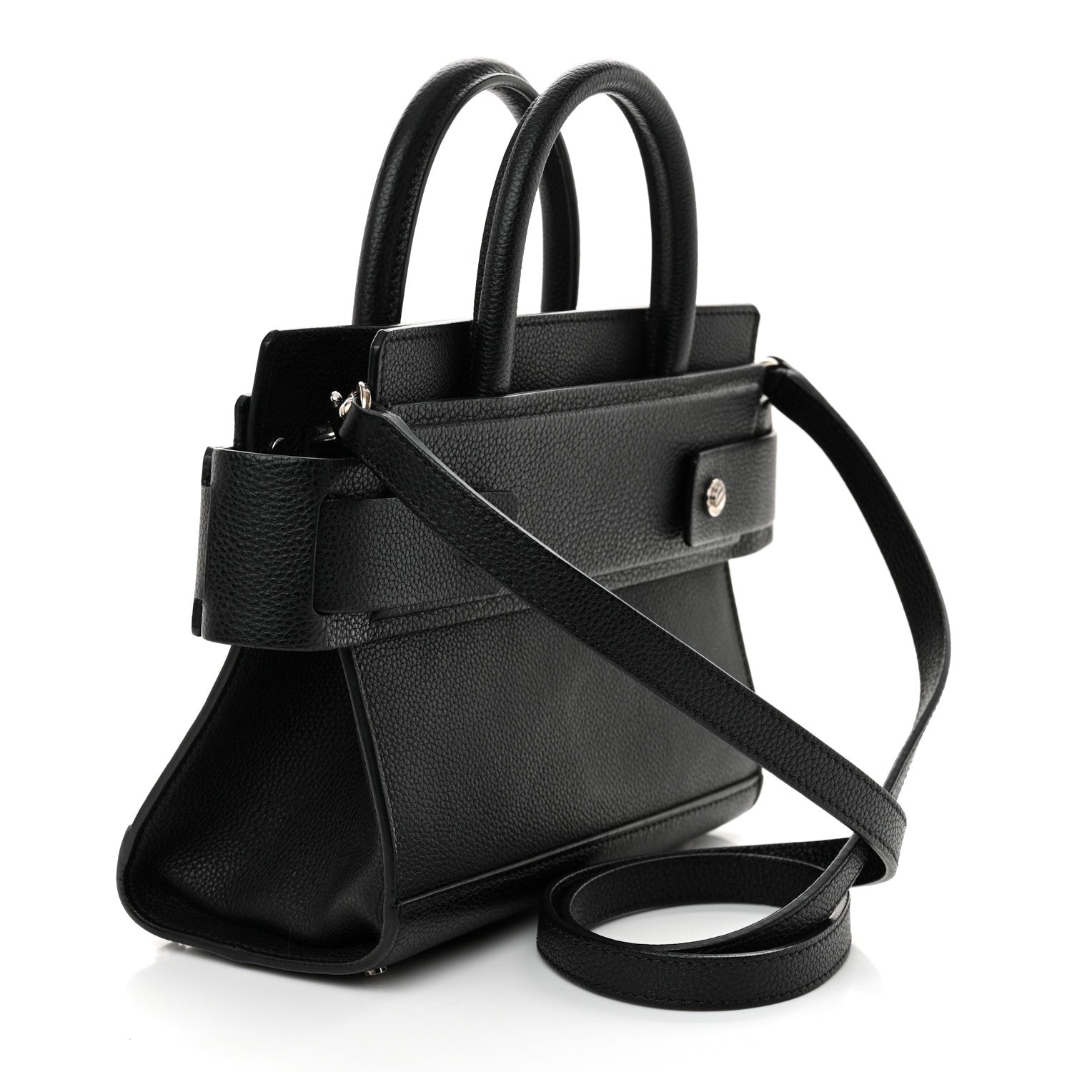 Grained Calfskin Mini Horizon Satchel Black