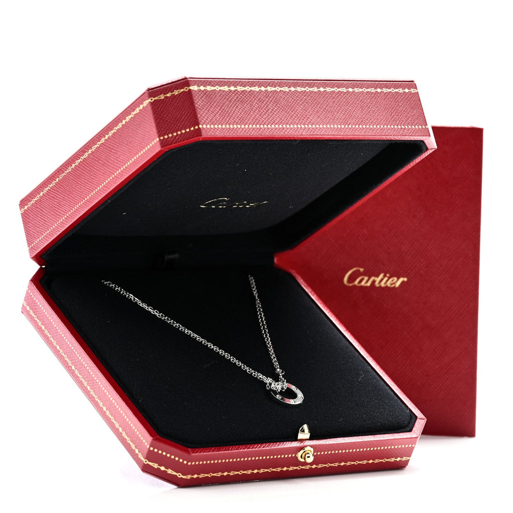 18K White Gold 2 Diamond LOVE Necklace