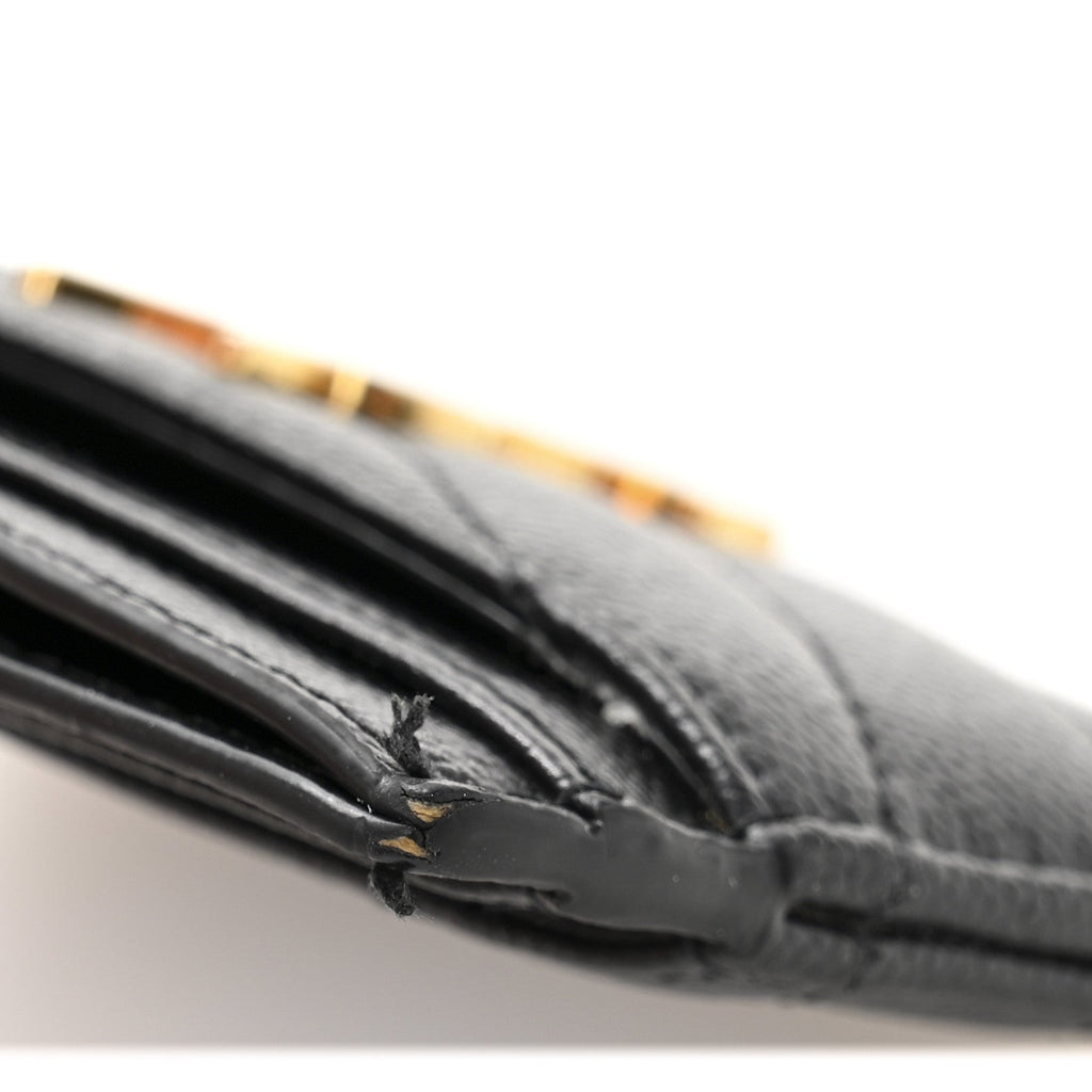 Grain De Poudre Matelasse Chevron Monogram Credit Card Case Black