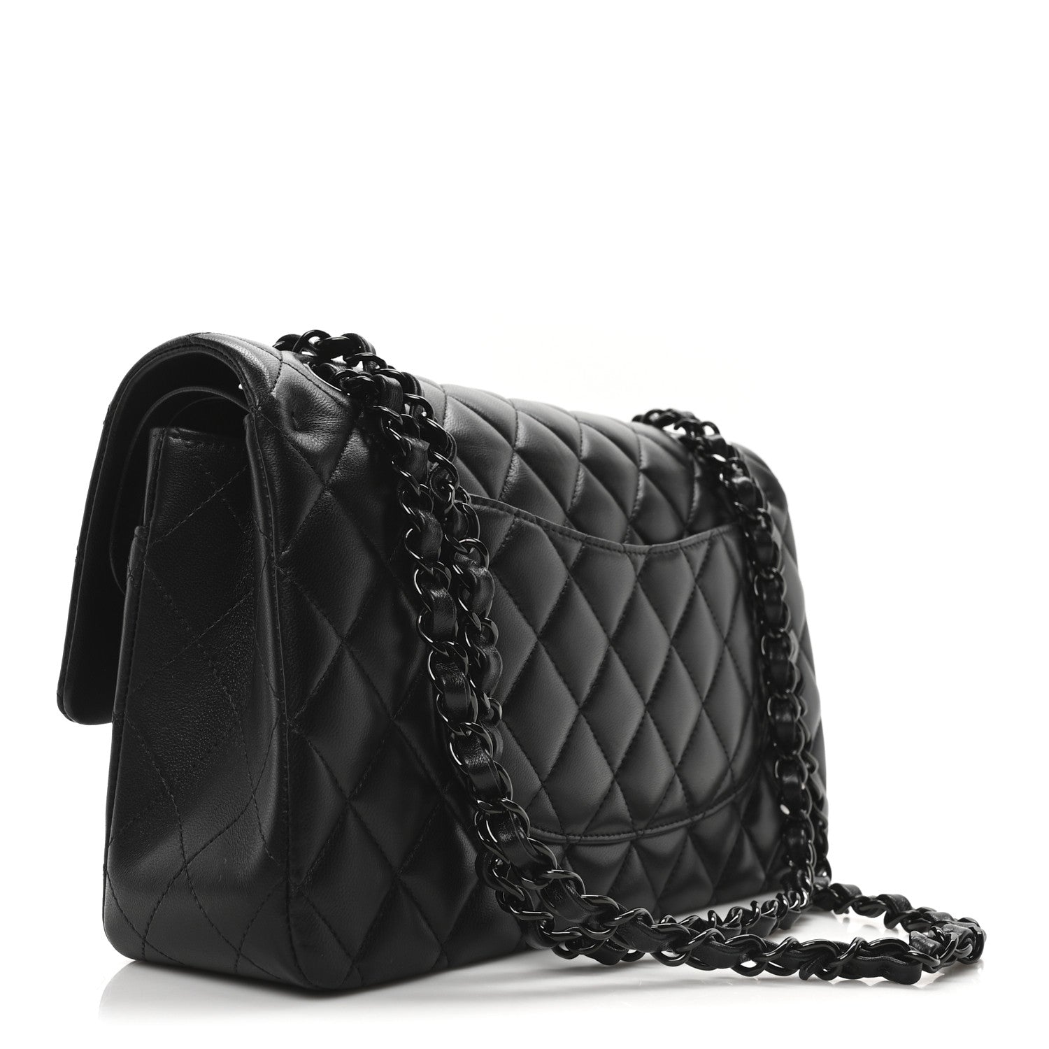 Lambskin Quilted Medium Double Flap So Black