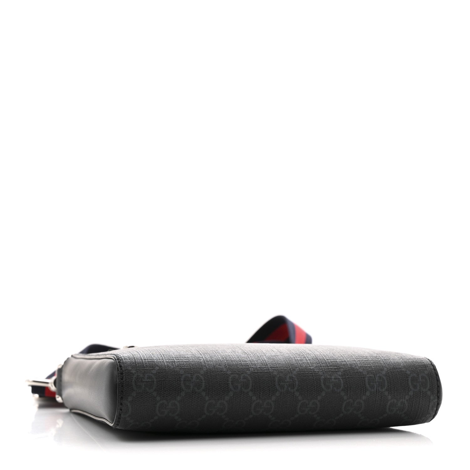 GG Supreme Monogram Web Small Flat Messenger Bag Black Grey