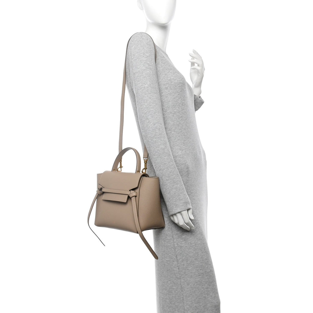 Grained Calfskin Micro Belt Bag Light Taupe