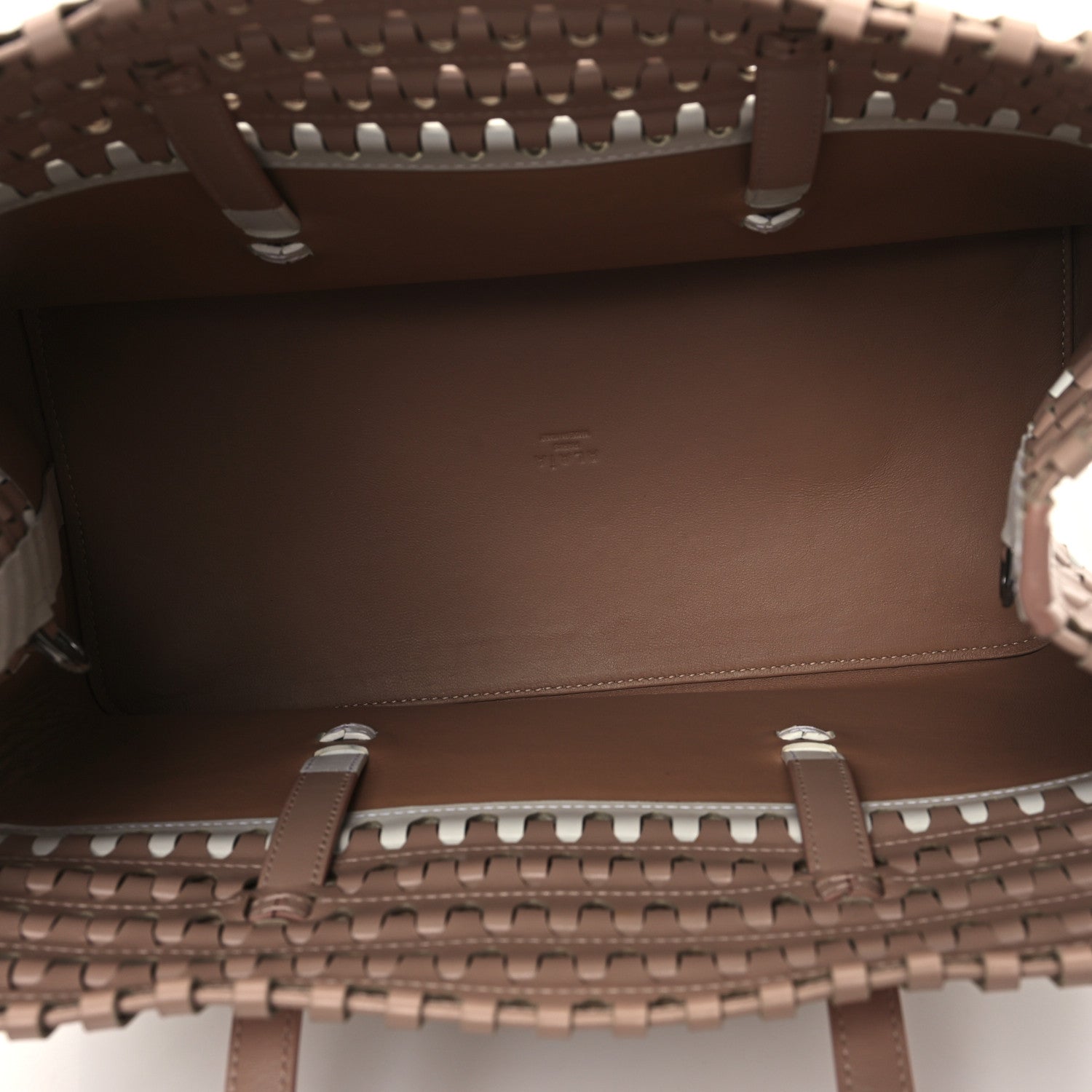 Calfskin Laser Cut Tote Nude White