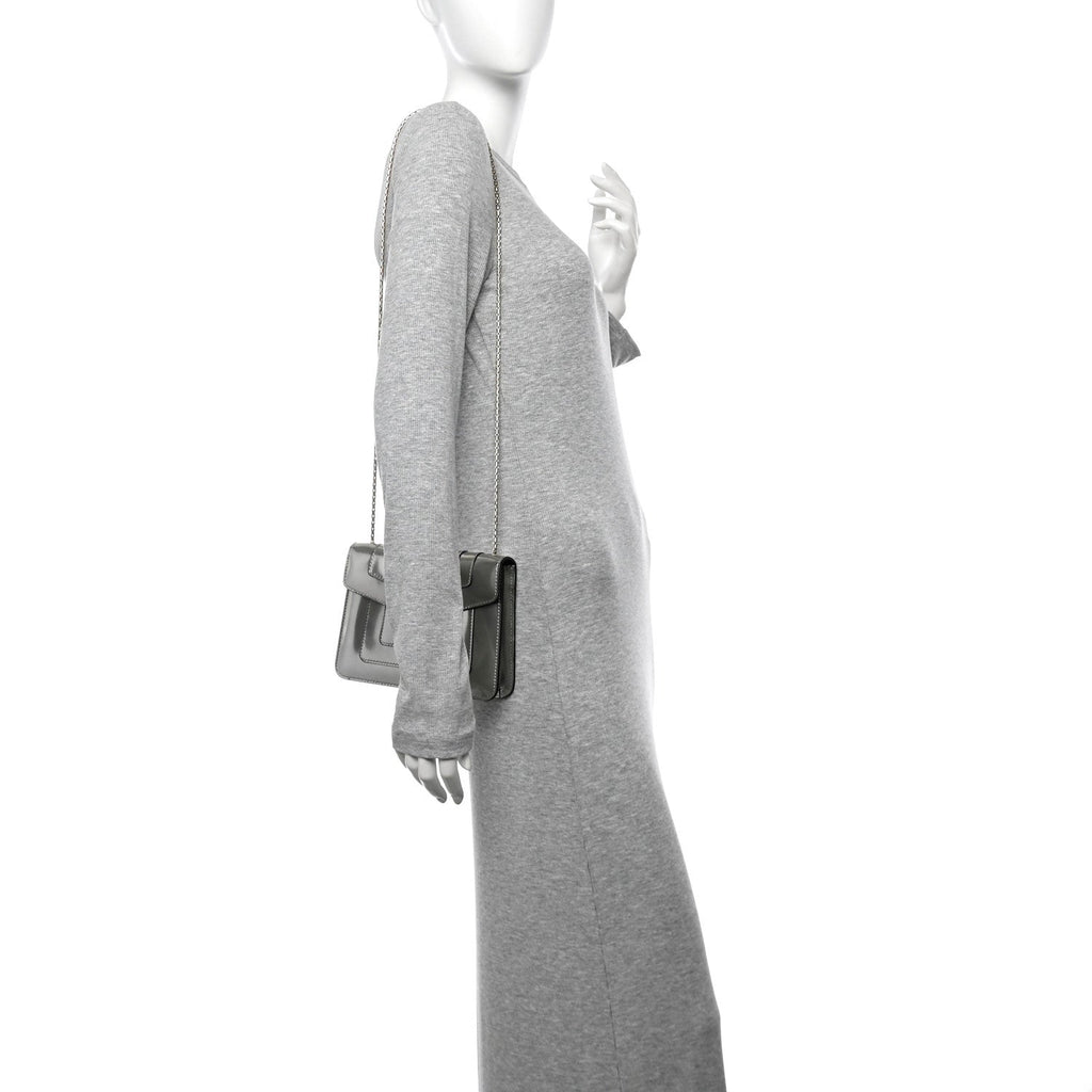 Metallic Calfskin Small Serpenti Forever Snake Strap Crossbody Bag Silver