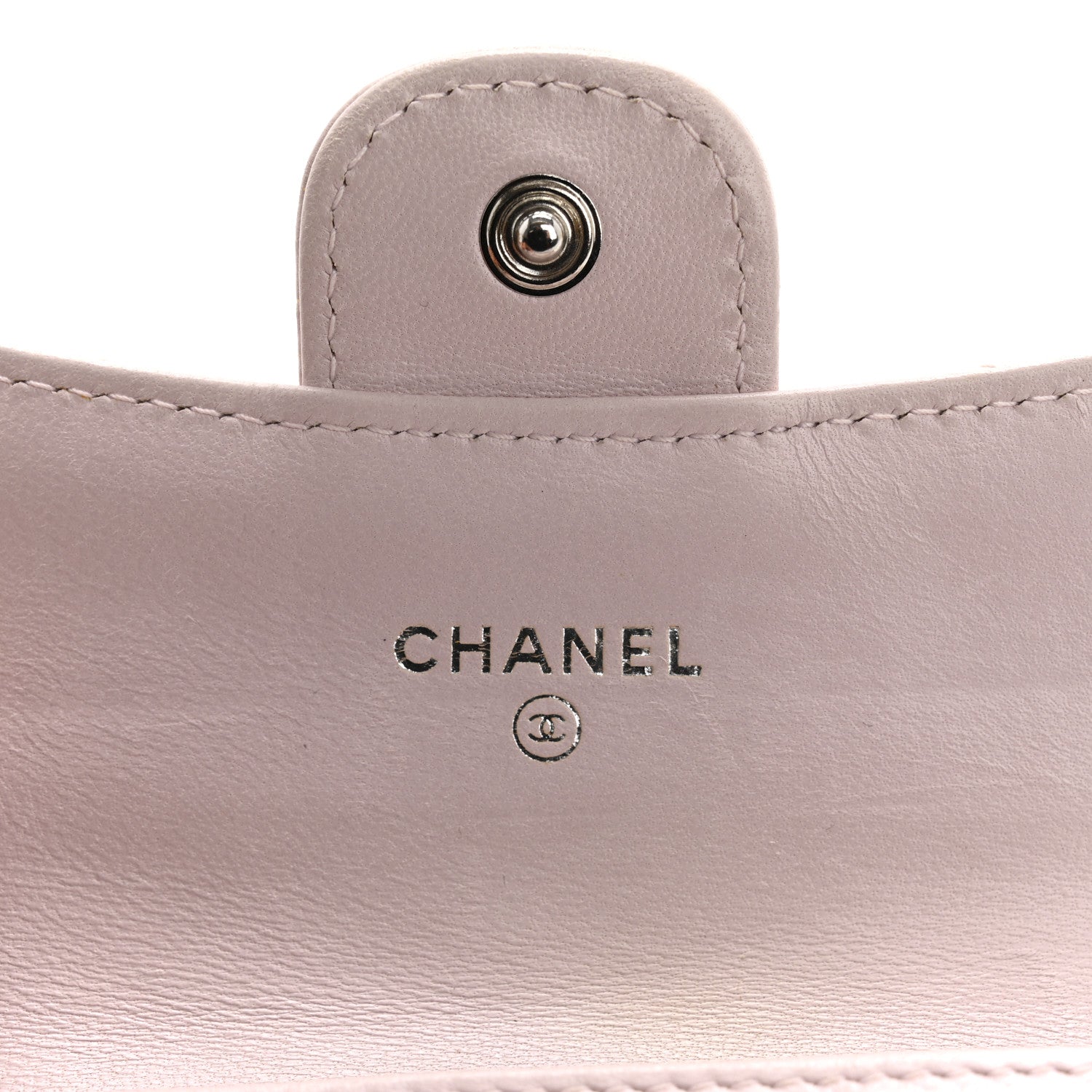 Lambskin Quilted Flap Card Holder Light Pink