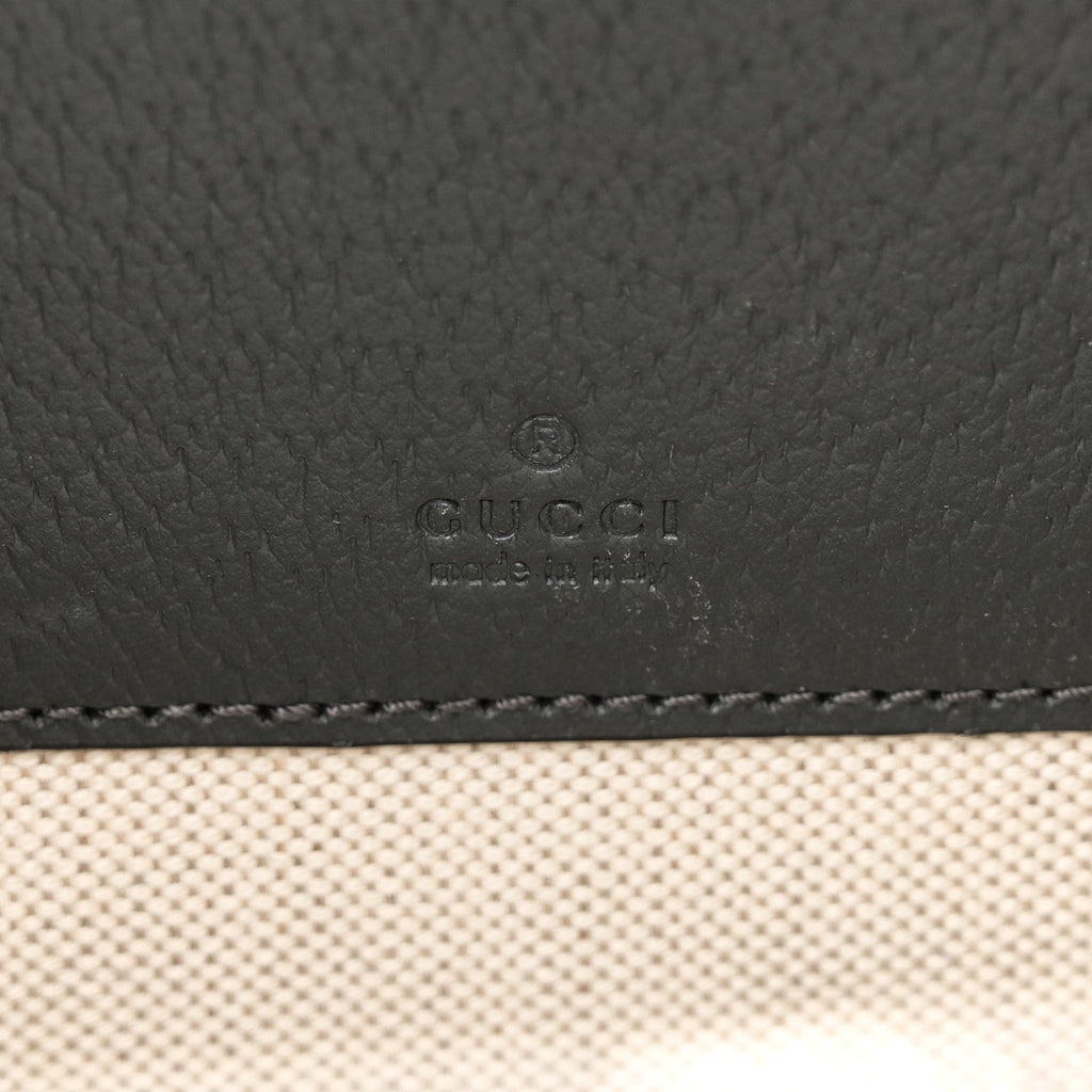 GG Supreme Monogram Textured Dollar Calfskin Small Ophidia Top Handle Shoulder Grey Black Graphite Grey