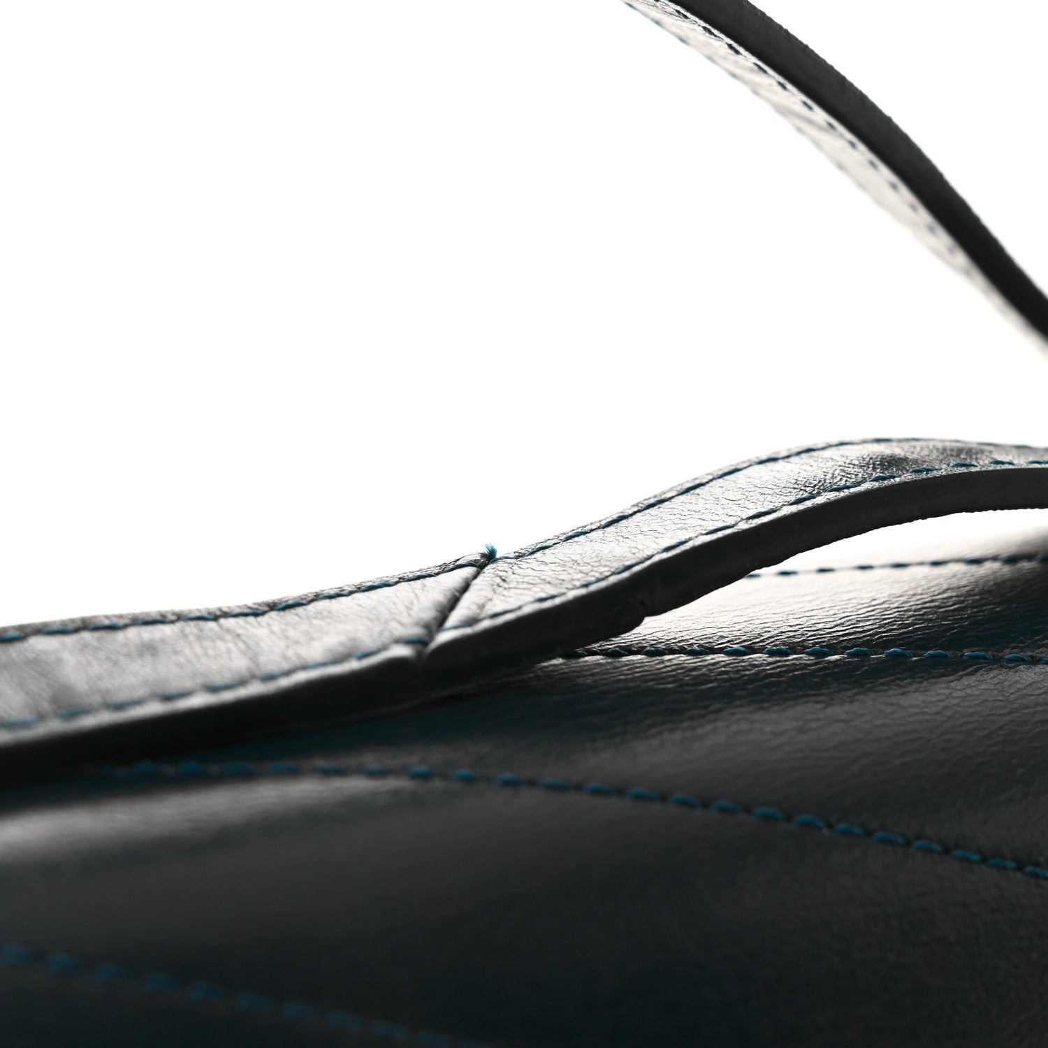 Calfskin Chevron Quilted Medal Flap Blue