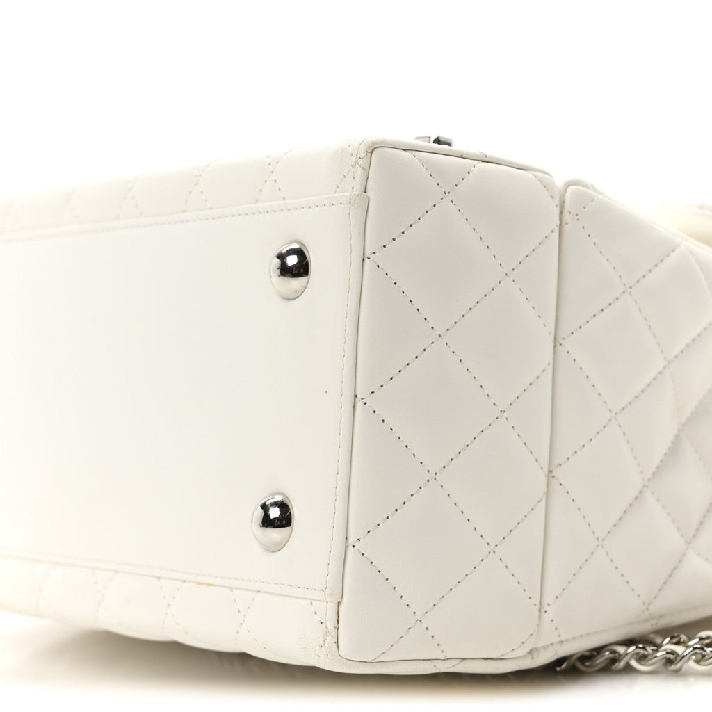 Lambskin Quilted Cockpit Flap Bag White