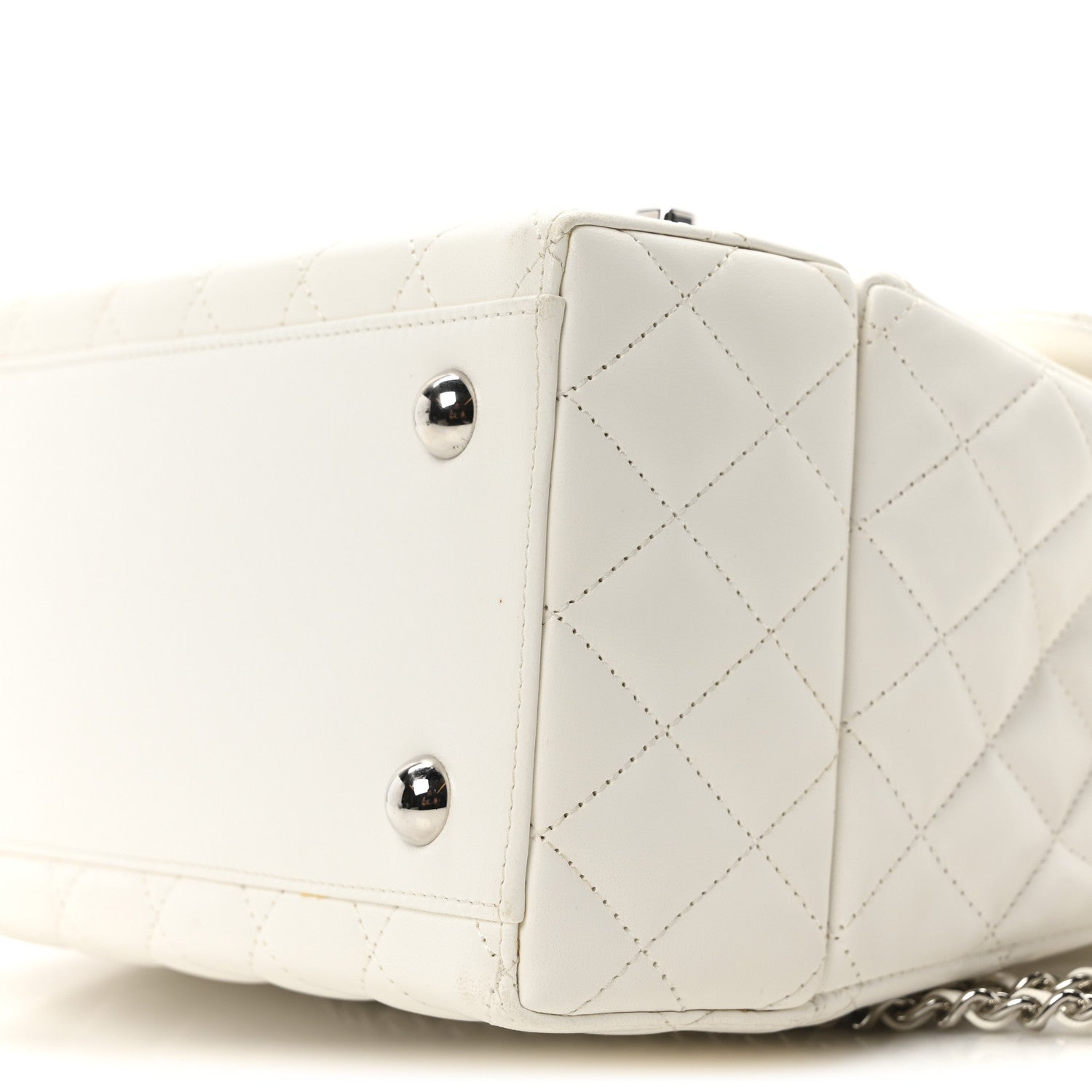 Lambskin Quilted Cockpit Flap Bag White