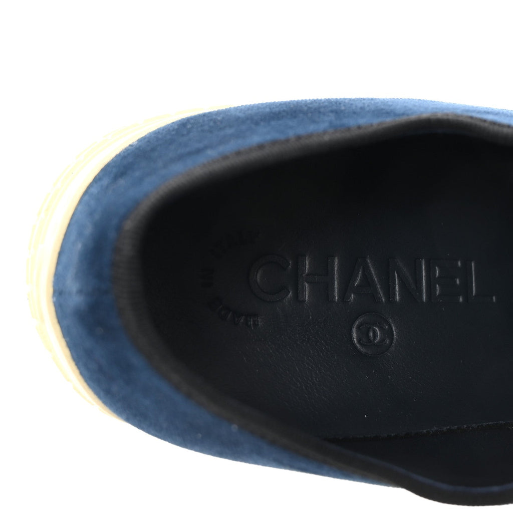 Crepe Suede Lace Up Sneakers 35.5 Navy