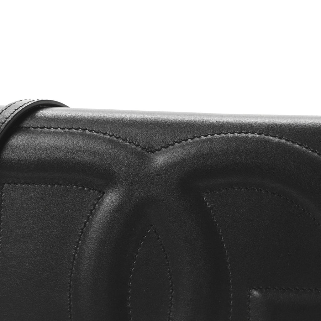 Calfskin DG Logo Flap Crossbody Bag Black