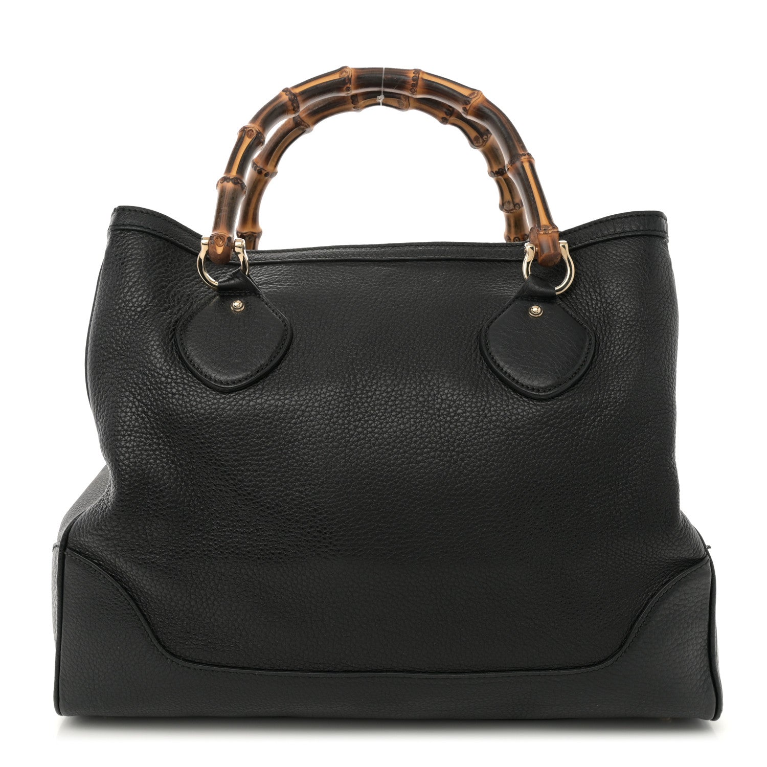 Grained Calfskin Medium Diana Bamboo Top Handle Tote Black
