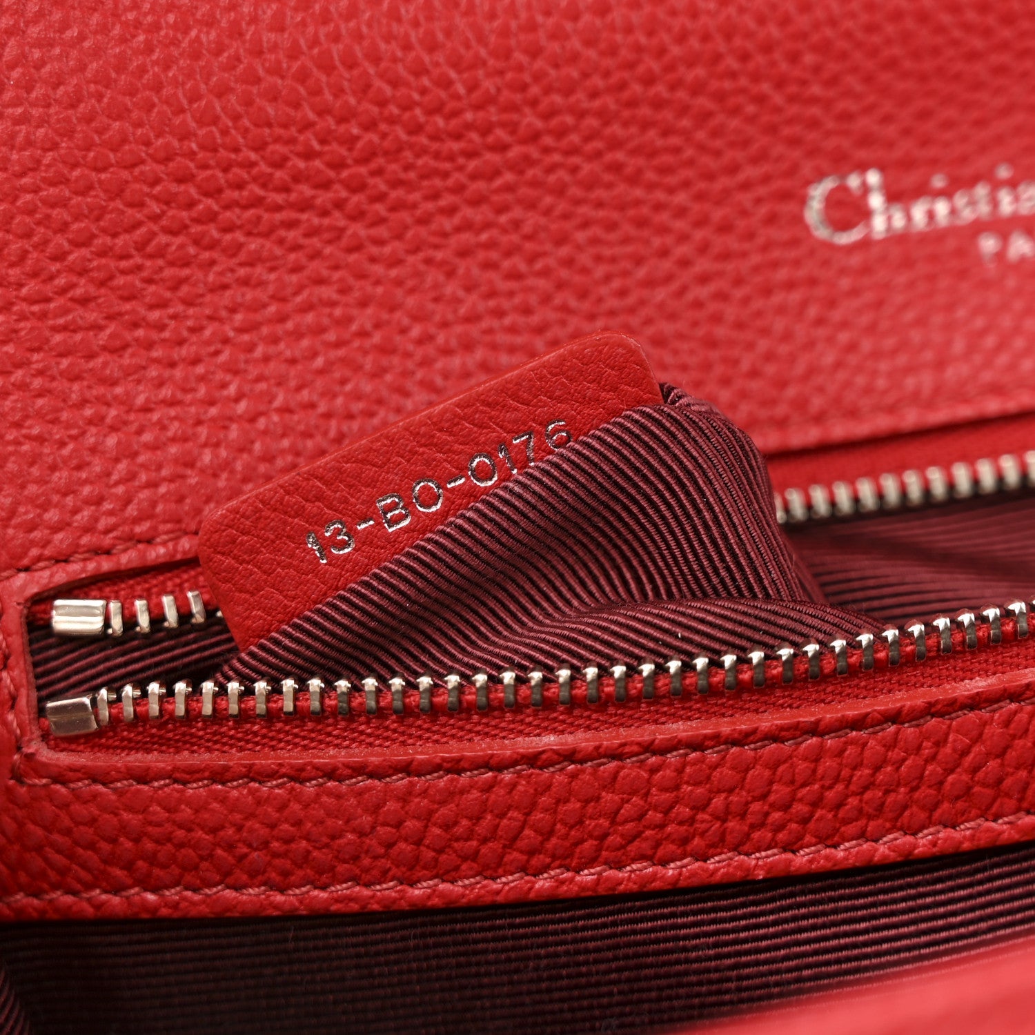 Grained Calfskin Small Diorama Flap Bag Red