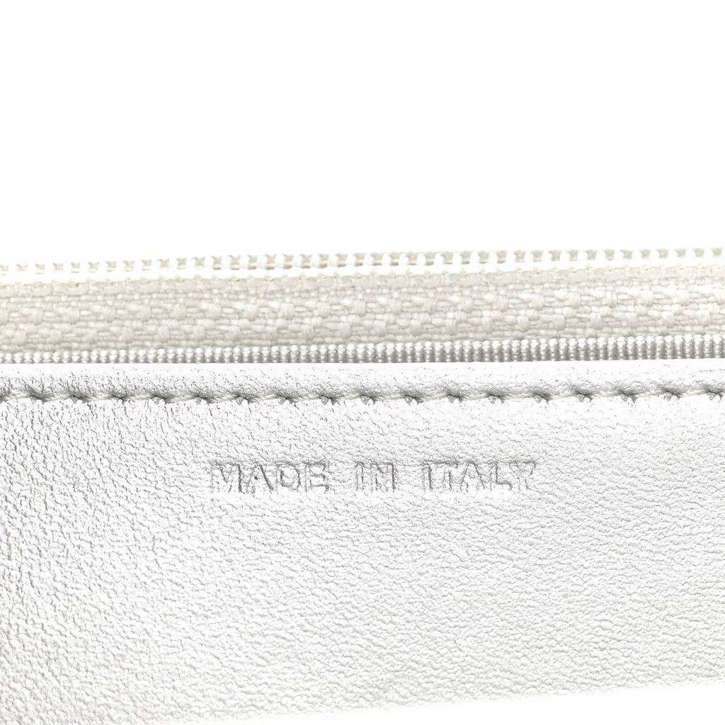 Metallic Lambskin Quilted Wallet On Chain WOC Silver