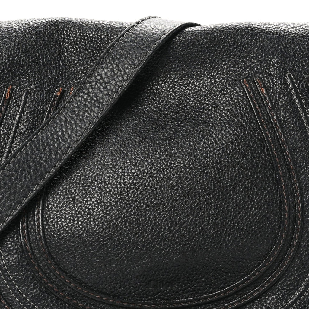 Calfskin Medium Marcie Round Crossbody Bag Black