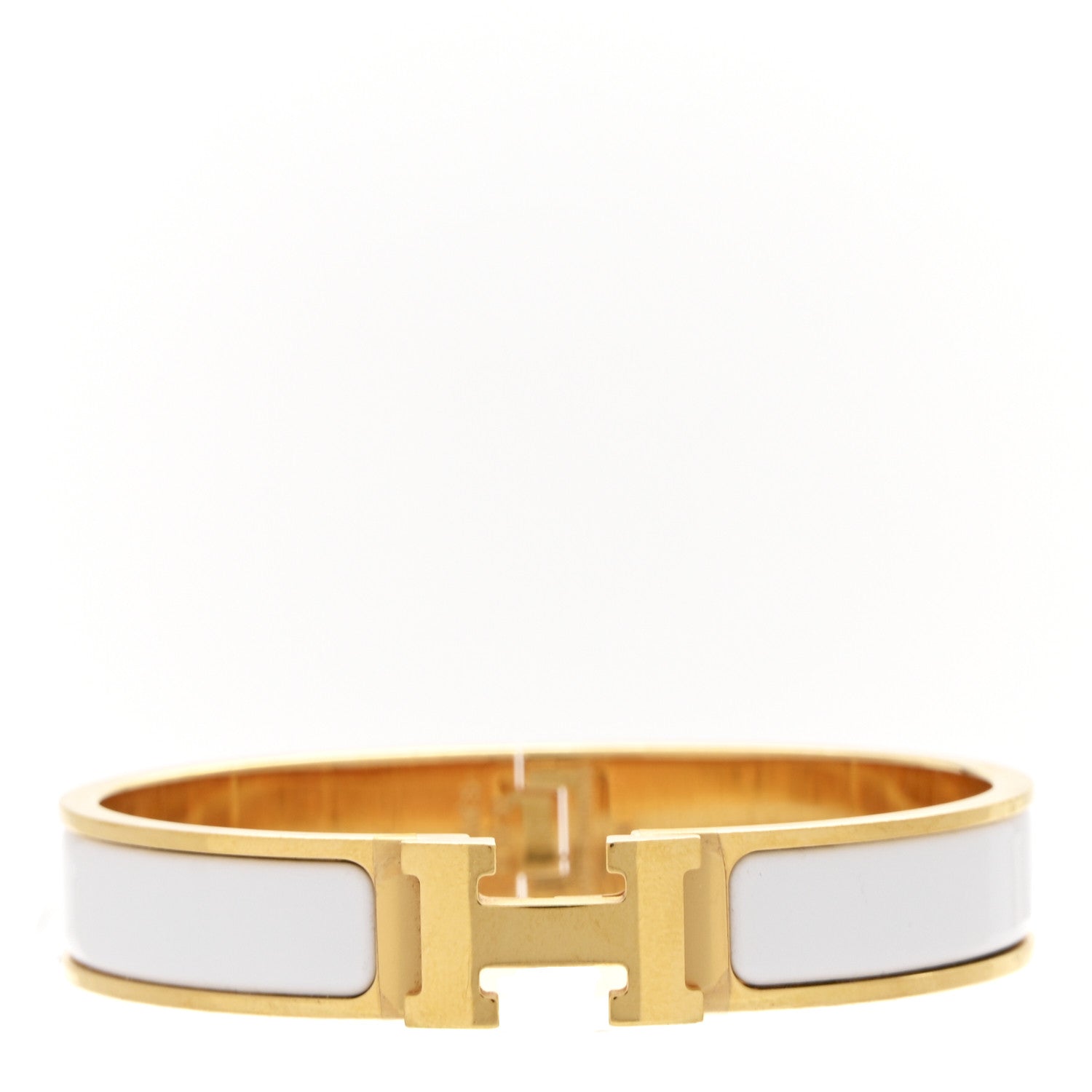 Enamel Narrow Clic Clac H Bracelet GM White