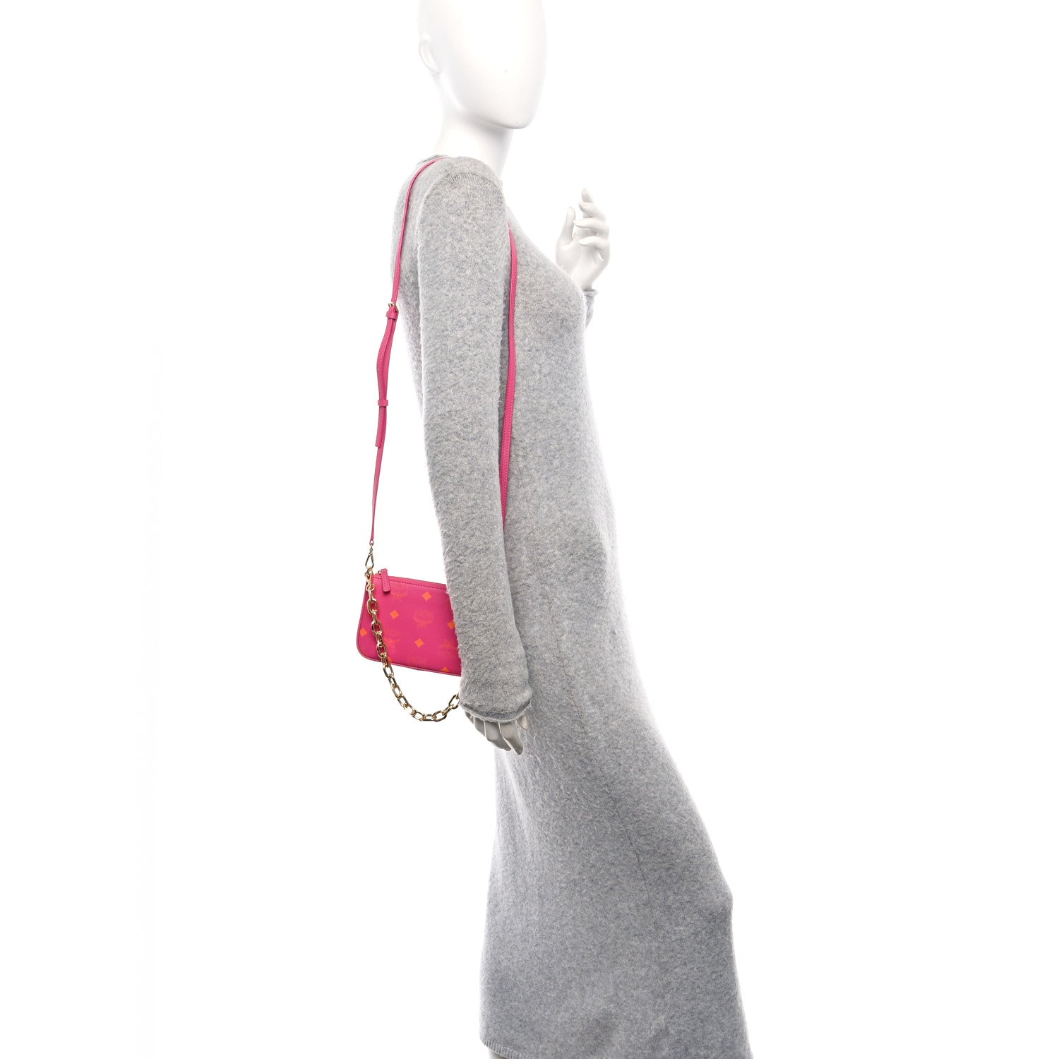 Calfskin Color Splash Mini Pouch on Chain Pink