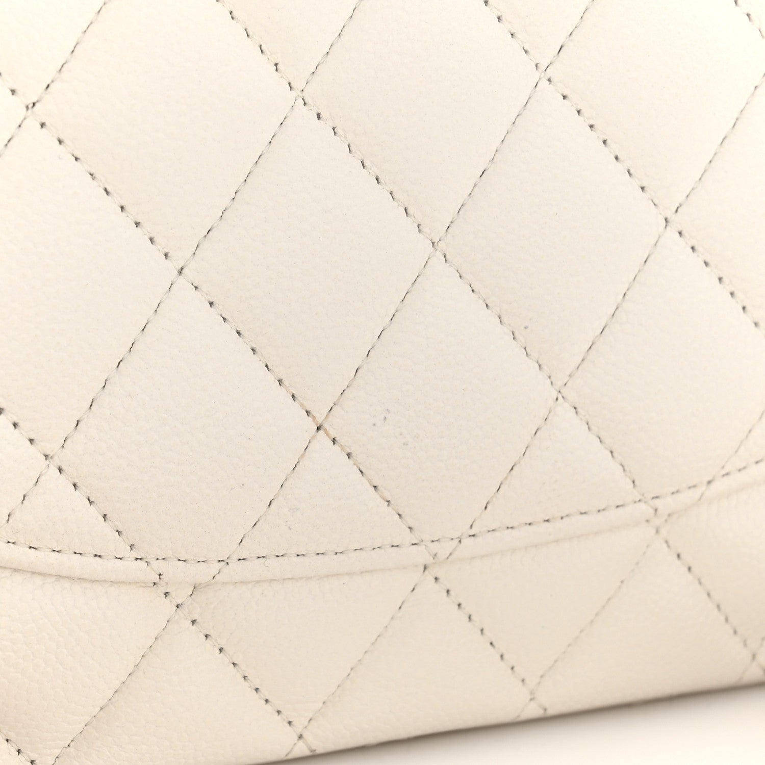 Caviar Quilted Medium Double Flap White