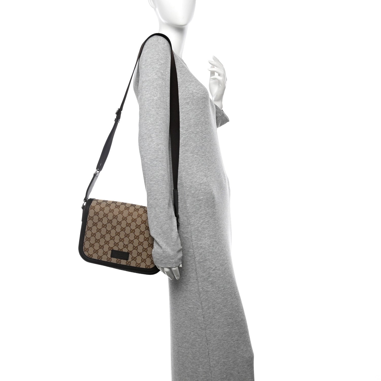 Monogram Flap Messenger Bag Beige Dark Brown