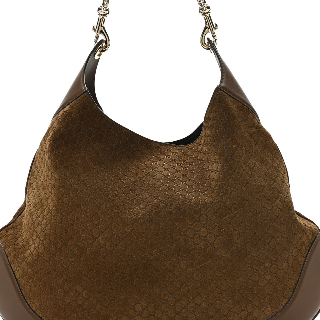 GG Suede B Large Shoulder Bag Brown