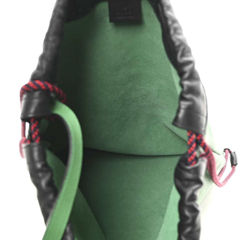 Grained Calfskin Logo Drawstring Backpack Green