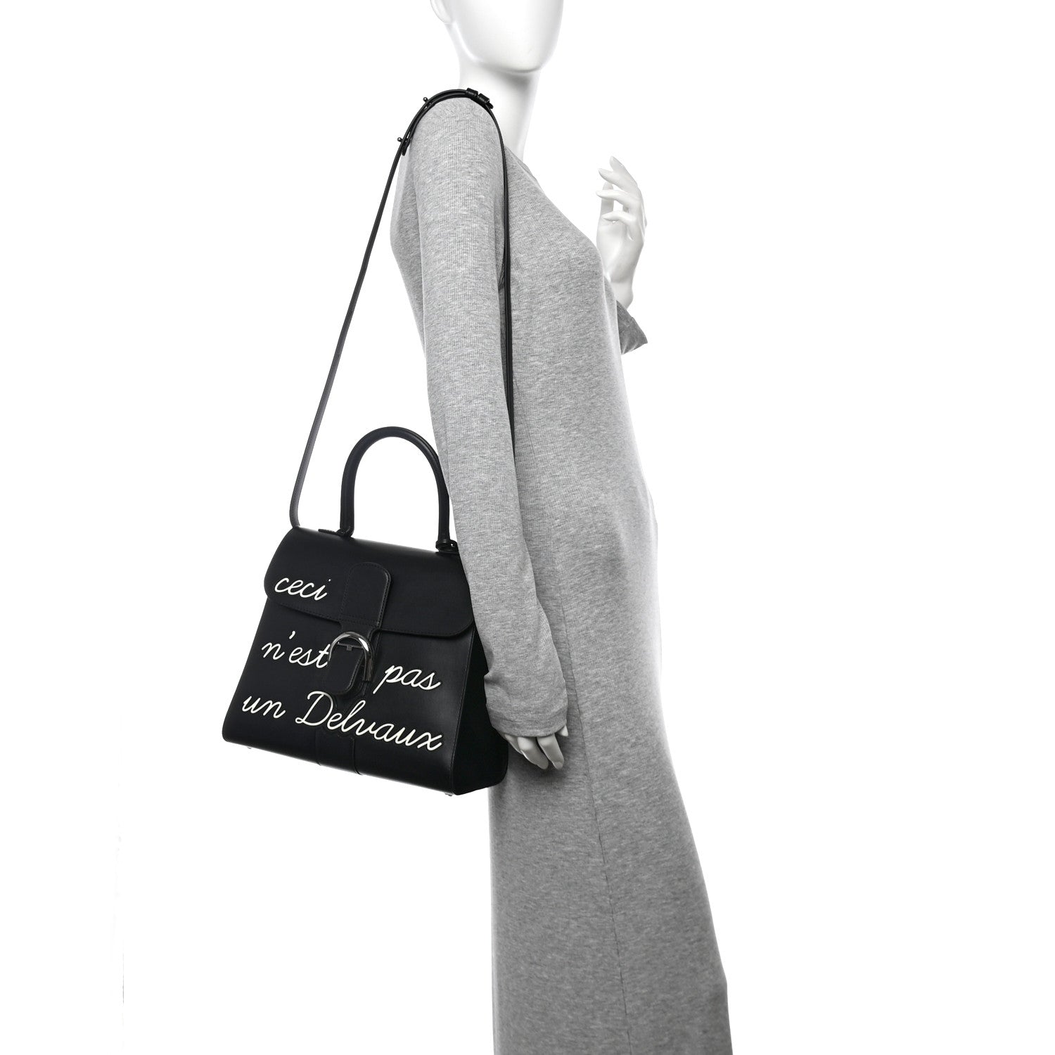 Calfskin MM L'Humour Brillant Satchel Black