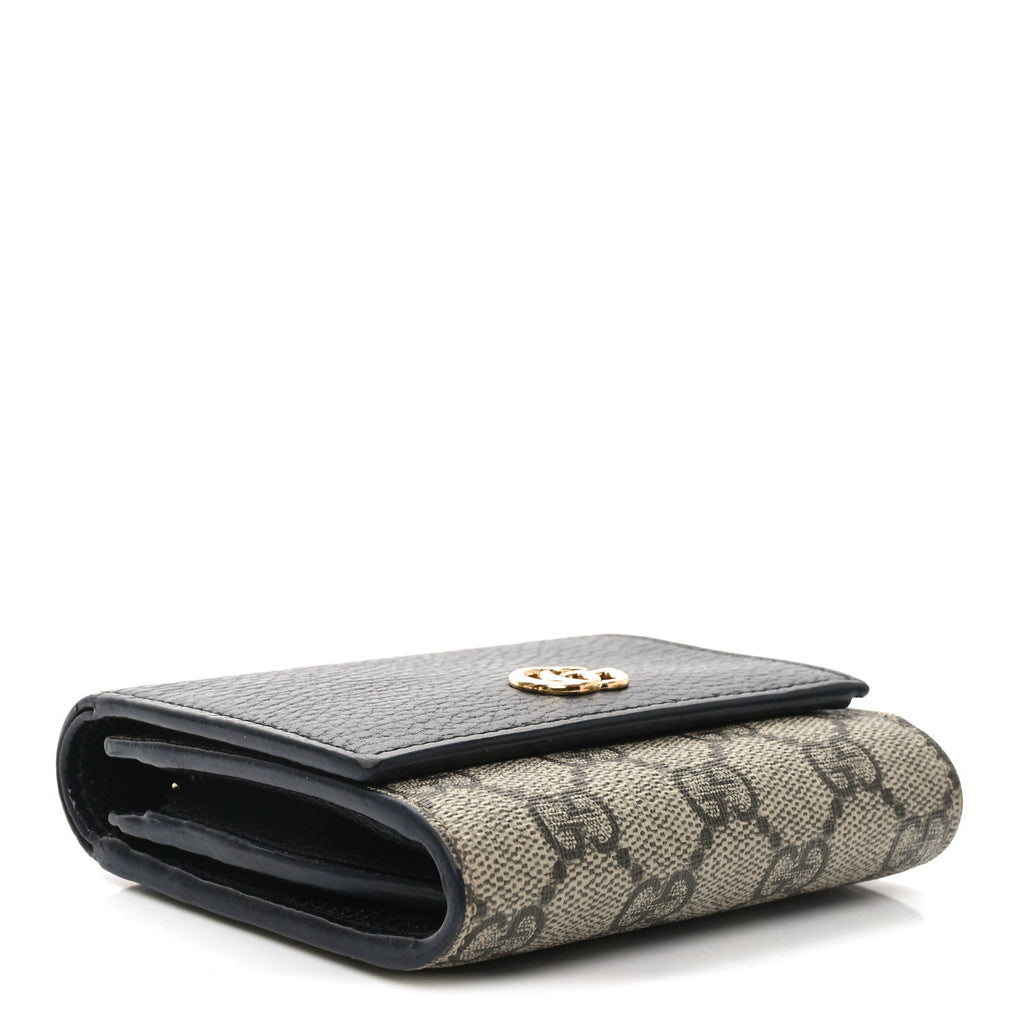 Dollar Calfskin GG Supreme Monogram Medium GG Marmont Wallet Black Beige Ebony