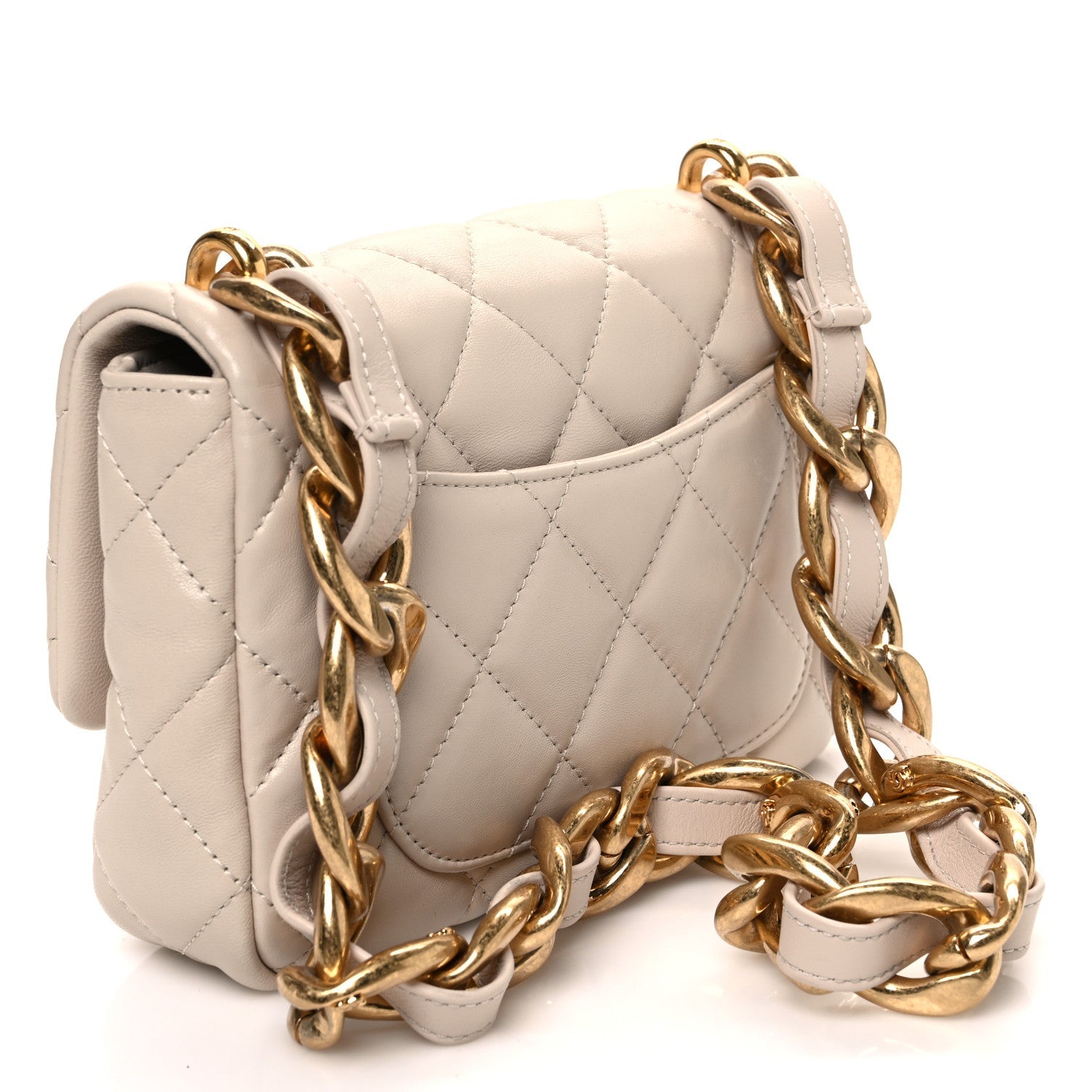 Lambskin Quilted Small CC Funky Town Flap Beige