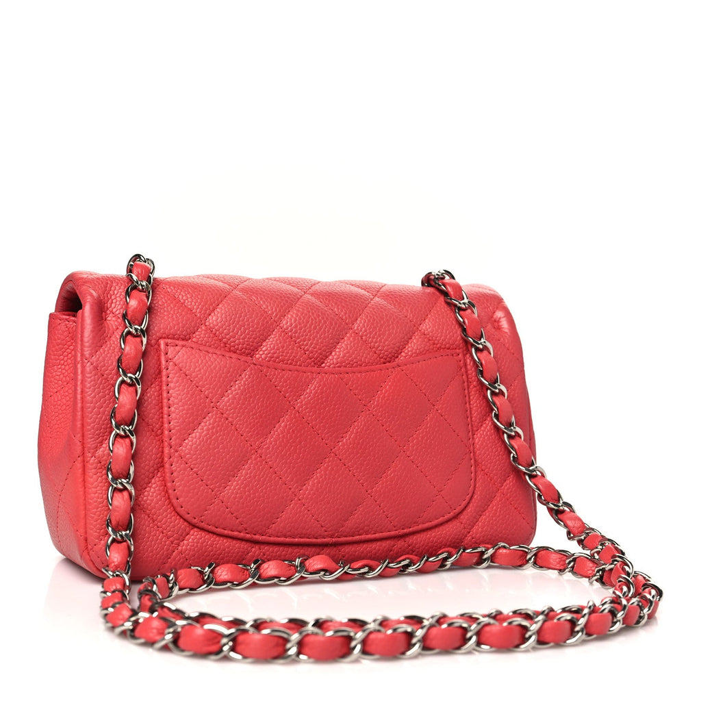 Caviar Quilted Mini Rectangular Flap Dark Pink