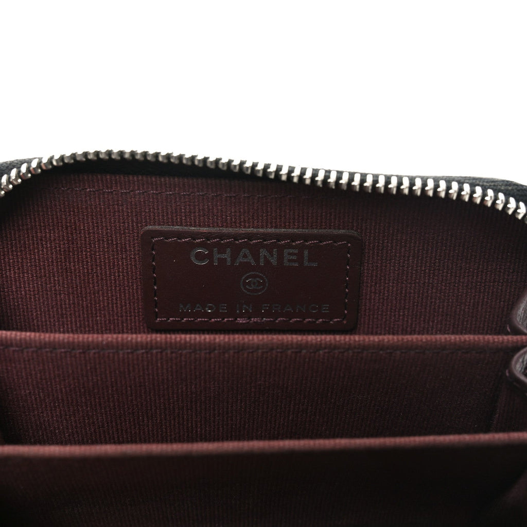 Caviar Quilted Zip Coin Purse Black