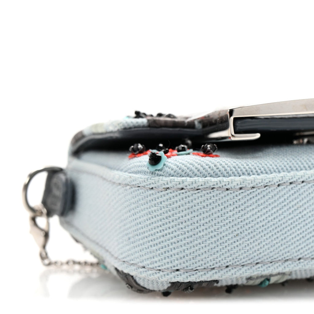 Canvas Beaded Nano Baguette Charm Blue Multicolor