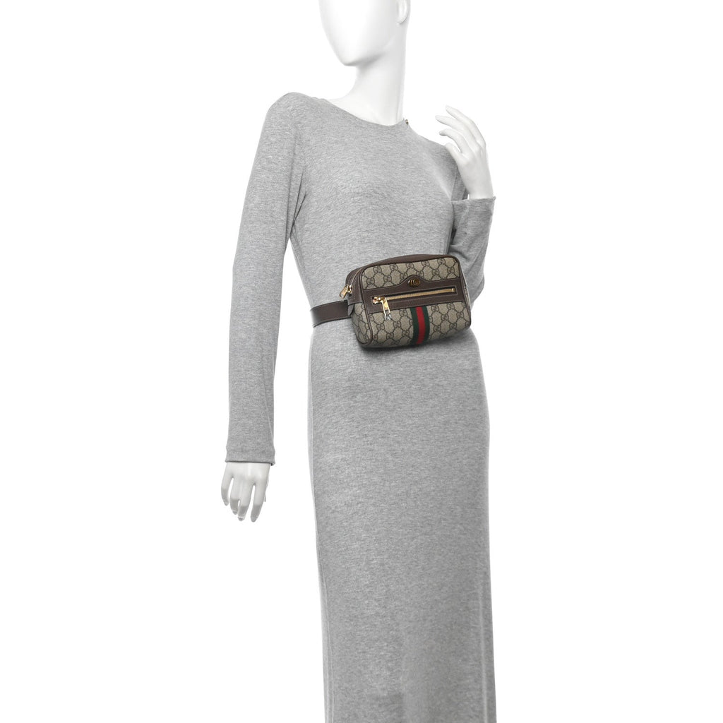 GG Supreme Monogram Web Small Ophidia Belt Bag 95 38 Dark Brown