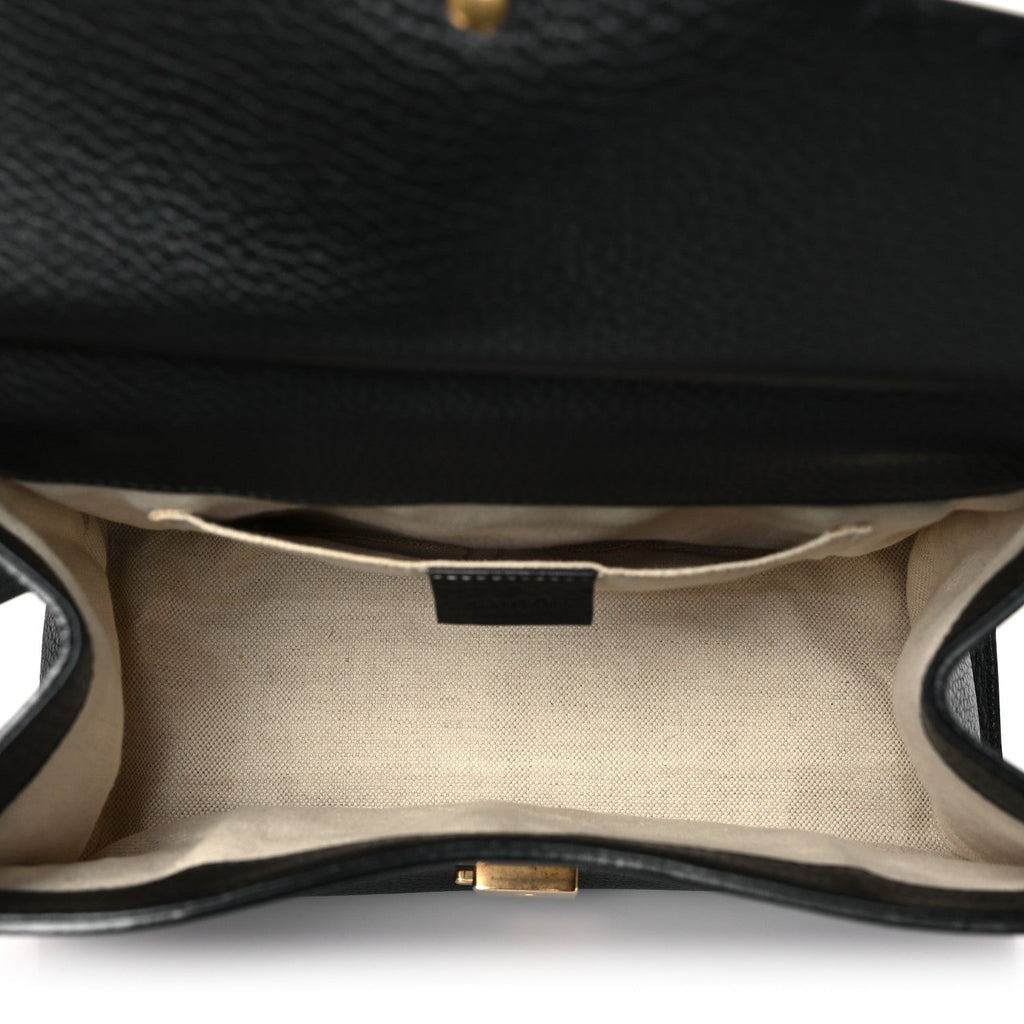 Calfskin Mini GG Marmont Top Handle Bag Black