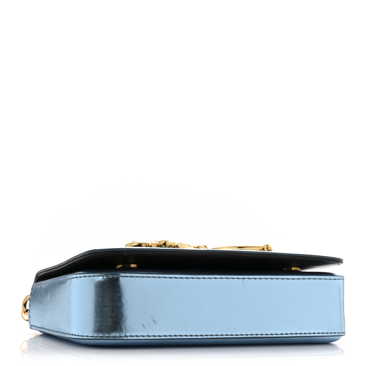 Metallic Nappa Mini DG Girls Shoulder Bag Blue