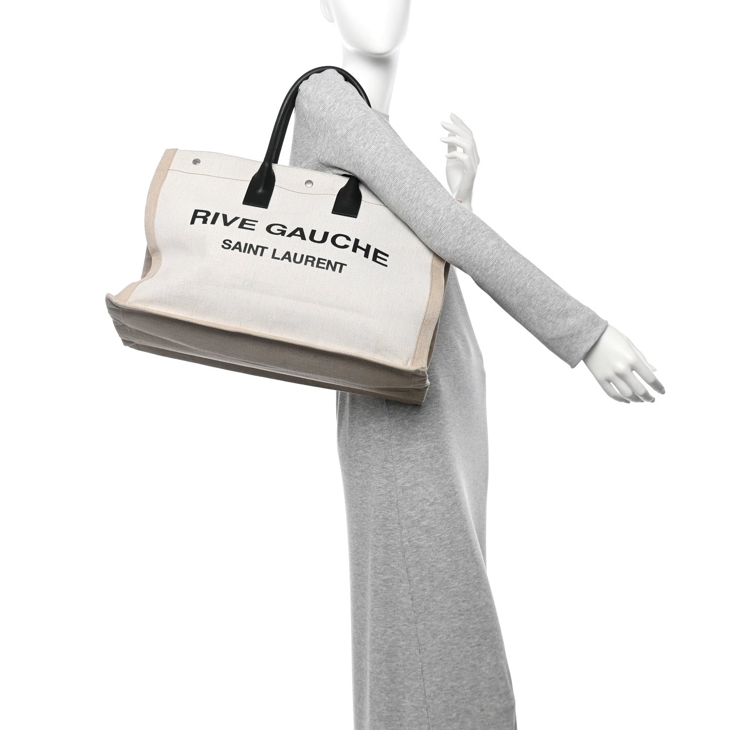 Linen Calfskin Rive Gauche Tote Optic White
