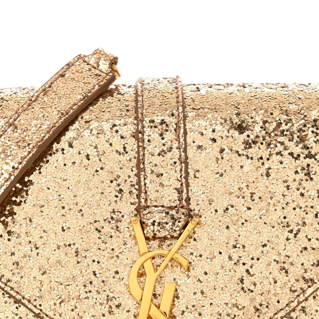 Glitter Monogram Galactica Satchel Gold