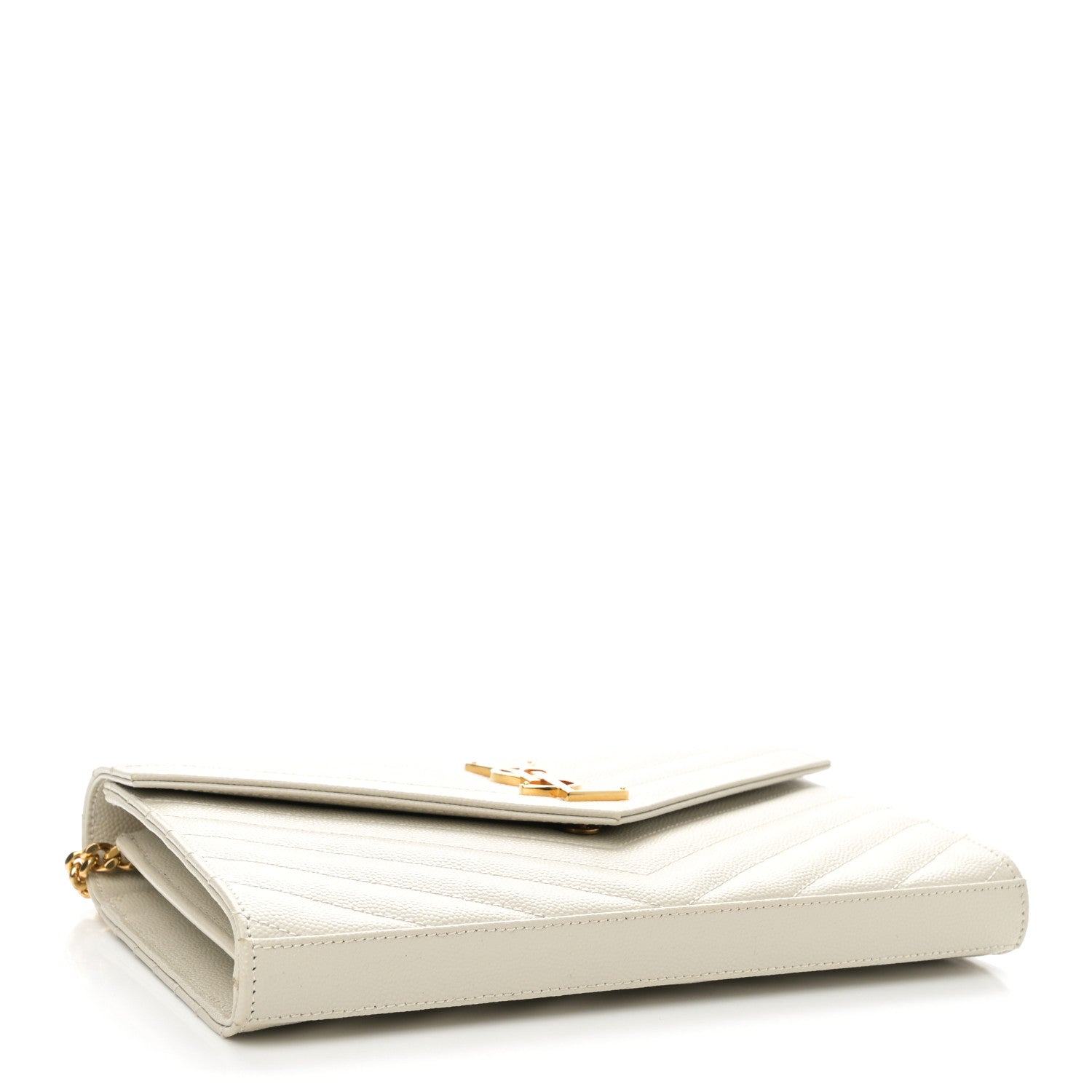 Grain De Poudre Matelasse Chevron Monogram Chain Wallet Crema Soft