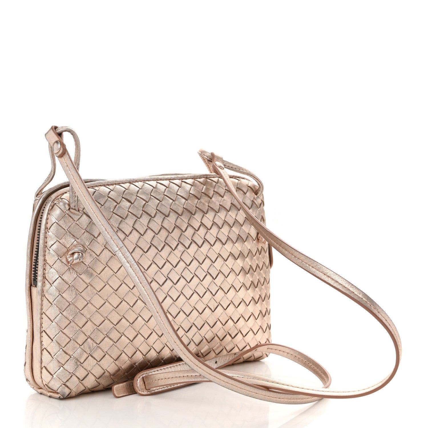 Metallic Grosgrain Intrecciato Nodini Crossbody Messenger Copper