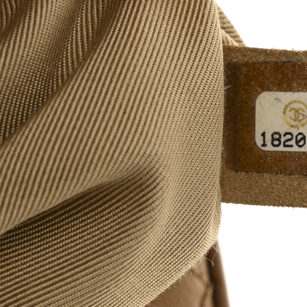 Calfskin Stitched Double Zip Hobo Beige