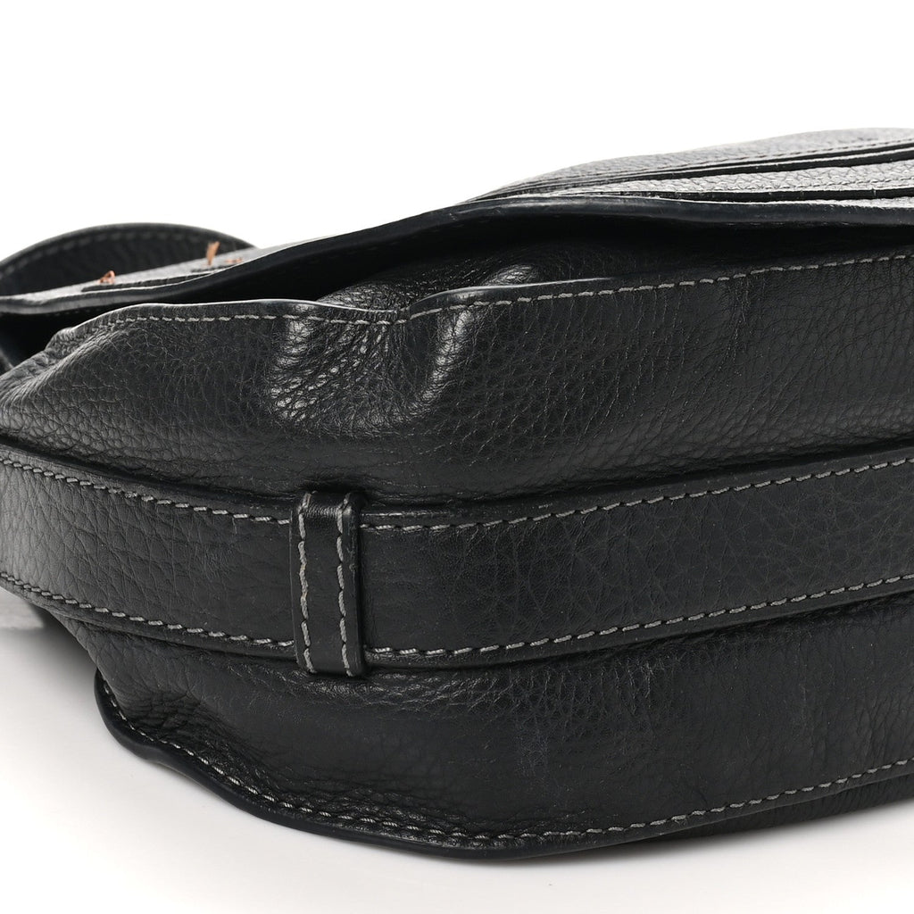 Calfskin Medium Marcie Round Crossbody Bag Black