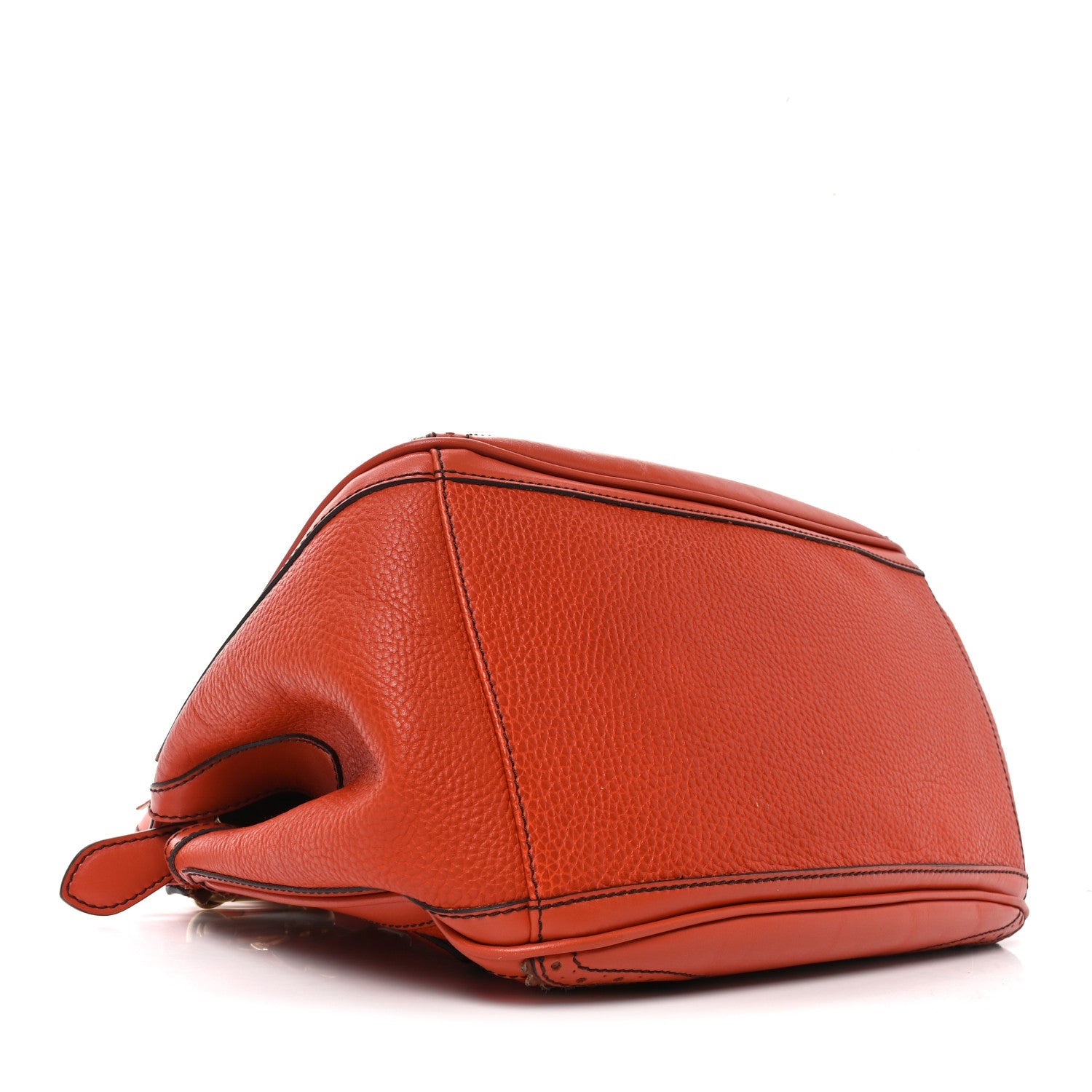 Grainy Calfskin Medium Dennet Brogue Tote Tangerine