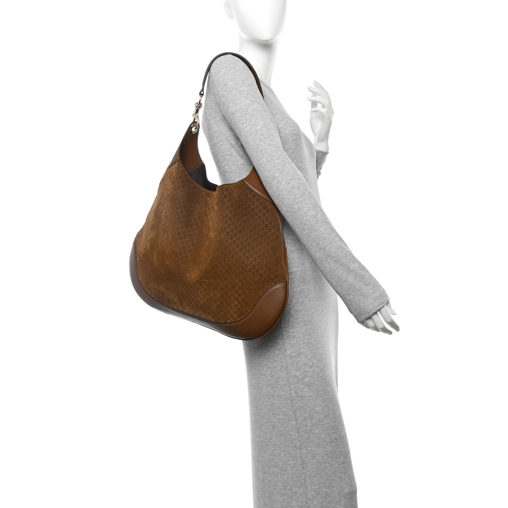 GG Suede B Large Shoulder Bag Brown