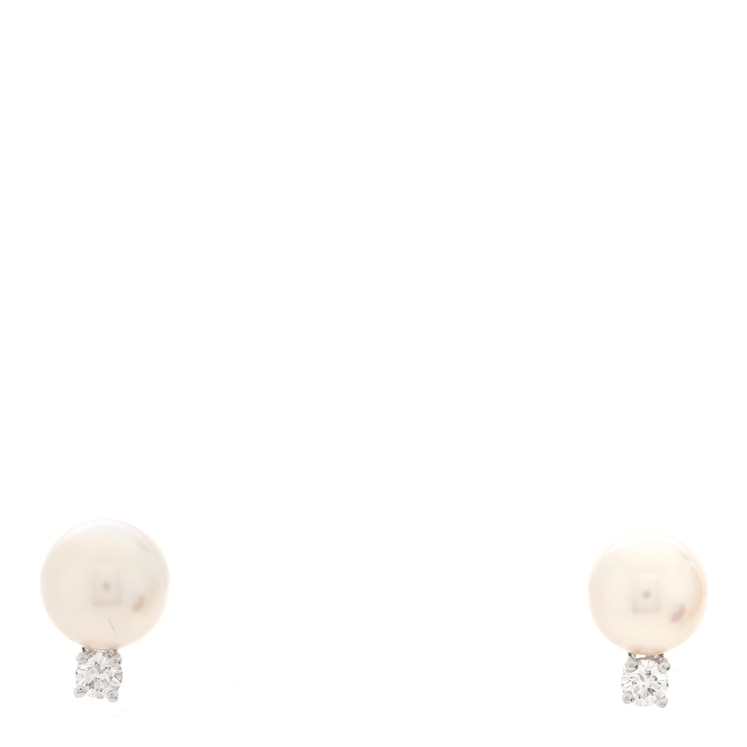 18K White Gold Diamond Akoya Cultured Pearl 6.5-7mm Signature Earrings