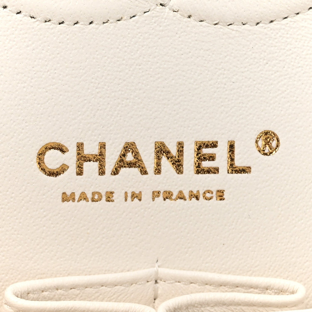 Caviar Quilted Medium Double Flap White